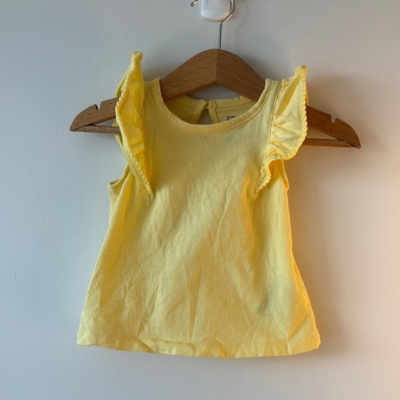 Yellow Top with Pink Striped Leggings - Picture 2 of 3